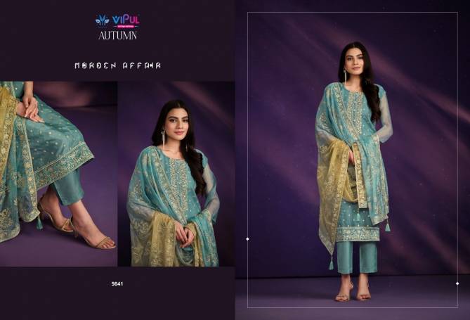 Autumn By Vipul Organza Embroidery Designer Salwar Suits Wholesale Price In Surat